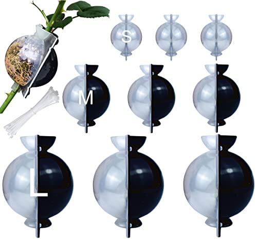 MIIIM 9 PCS Air Layering Propagation Kit, Reusable Half Clear Grafting Ball, Air Layering Pods Clear, Plant Rooting Ball for Fast Propagation (S+M+L) - size: S+M+L