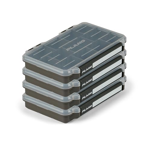 Plano StowAway 3600 Stow Tackle Box with Corrosion-Preventive Rustricor, 4-Pack, Single Latch Design, Transparent DuraView Lid, Stackable Storage for Fishing Bait, Lures and Gear - size: 3600 4-Pack, style: New Model