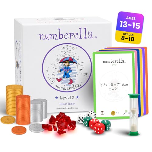 Numberella Deluxe Math Board Game Level 3 | Ages 13-15 | Algebra, Geometry