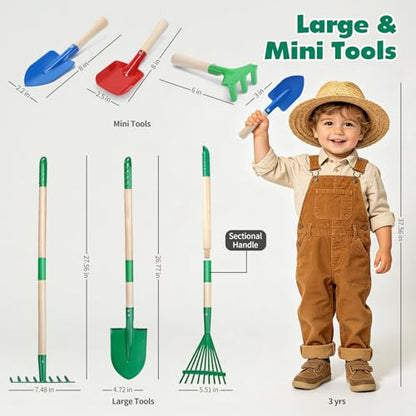 CUTE STONE Kids Gardening Set with Wheelbarrow, Kids Shovel and Rake Set - style: Dual-length