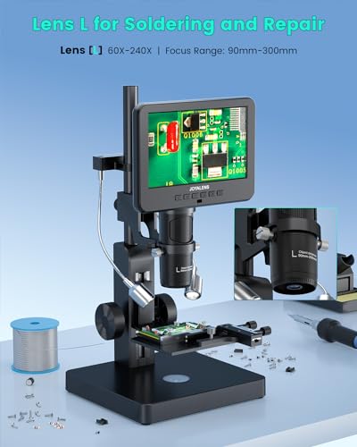 JL266S 5 Lens HDMI Digital Microscope 5000X with 7'' Screen