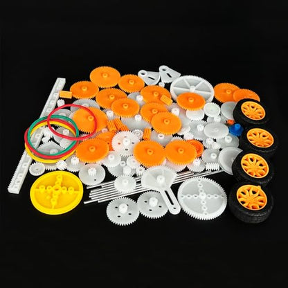 112PCS Plastic Gear Set Single Gear Spindle Gear Small Motor Gear for DC Motor RC Car Truck Robot DIY Model Toy Gear Replacement Module 0.5 Gears Axle Tire Gear Belt Bushings Rack DIY Set (112)