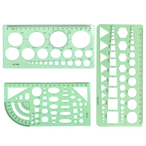 Circle Template Clear Green Plastic Drafting Set Style3 - style: Style3,3Pcs