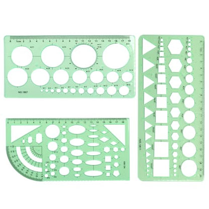 Circle Template Clear Green Plastic Drafting Set Style3 - style: Style3,3Pcs