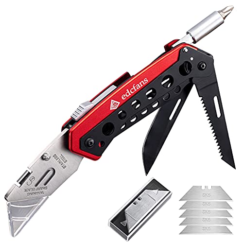 EDCFANS Folding Utility Knife Box Cutter, Razor Knife, Work Knives for Men - size: folding utility knife with 5 razor blades