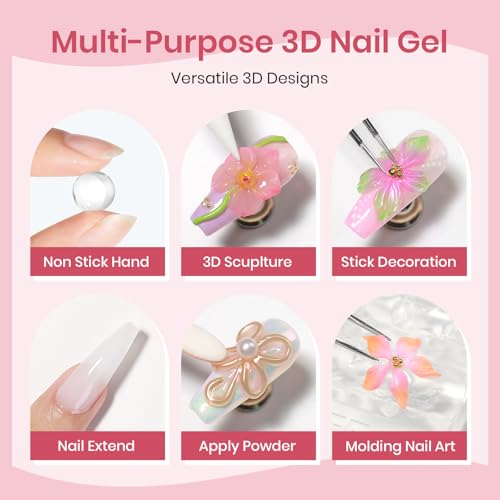 3D Sculpting Gel for Nail Art 3d Gel Nail Art Non Stick Hand - color: Clear, White, Pink, Pearl White