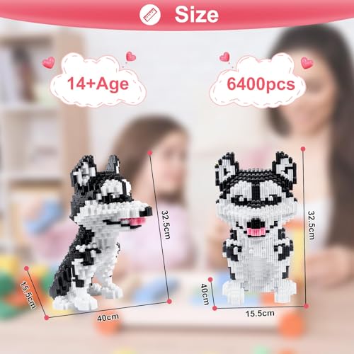 Micro Dog Building Husky Set, DIY Animal 3D Puzzle Building Toy Bricks Set, Educational Particle Building Blocks Toys Kits Gifts for Kids or Adults (4800 Pieces) - color: Husky Dog