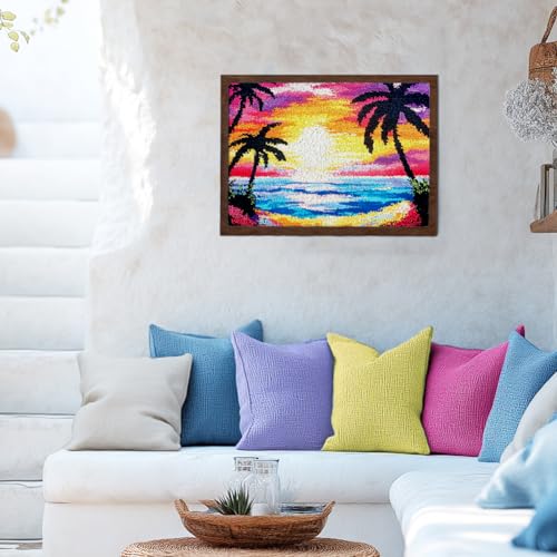 ORIGACH Sunset by The Beach Latch Hook Rug Kit for Adult, 20.5x15inch - style: Sunset