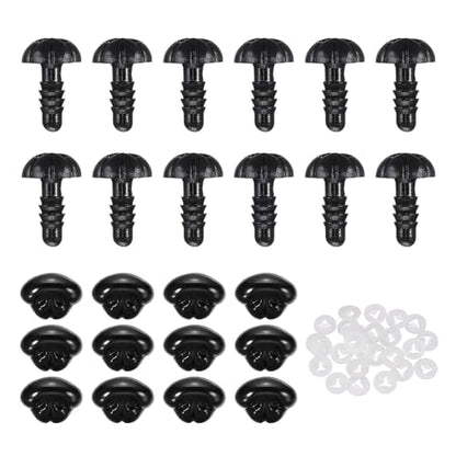 MECCANIXITY Safety Noses Black Plastic Craft Nose with Spacer for DIY Crochet Bears Dog Stuffed Animals Doll Making(12mm 25PCS)