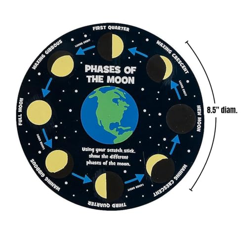 Fun Express Magic Scratch Moon Phases – Educational Scratch Art for Kids STEM Learning Activity Engaging Science Craft – Perfect for Classroom Home or School Projects – 12 Pieces