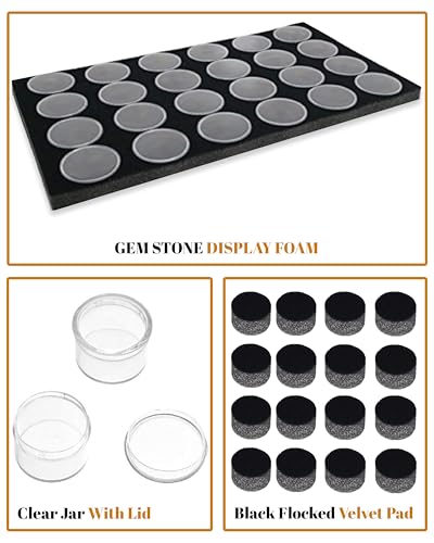 Novel Box 24 Large Gem Jars with Black Foam Gemstone Tray 14.5x7.8x0.75 - color: Black Foam Liner With 24 Gem Jars