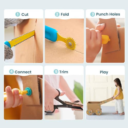 Kizzikids Cardboard Tools for Kids, STEM Construction Kit Safe Cutter