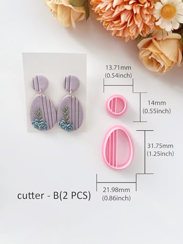 Textured Polymer Clay Earring Cutters Set, 6Pcs Geometric Clay Cutters for Polymer Clay Jewelry Making, 3D Printed Clay Earring Cutters for DIY Crafts, Boho Vertical Striped Clay Molds for Earrings