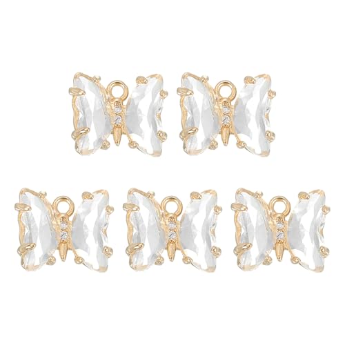 uxcell Crystal Gold Plated Butterfly Charm, Brass Zircon Charm Pendant - color: White, size: 12x10mm