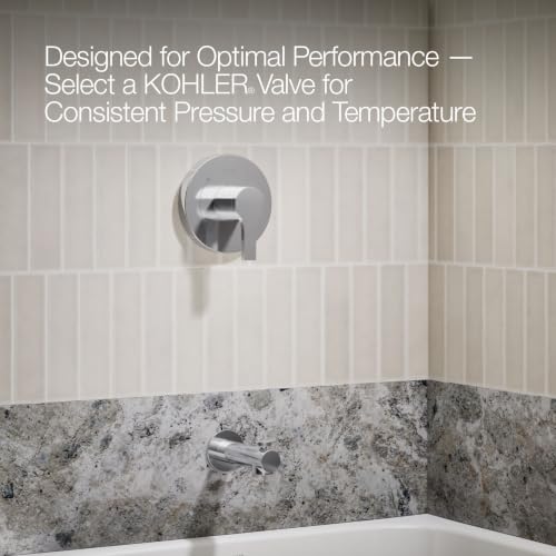 KOHLER TS35322-4G-CP, Elate Rite-Temp Tub and Shower Trim with Single Function 1.75 GPM Showerhead, Polished Chrome, Sleek Tub and Shower Kit, Easy to Clean - color: Polished Chrome, size: 1.75 GPM