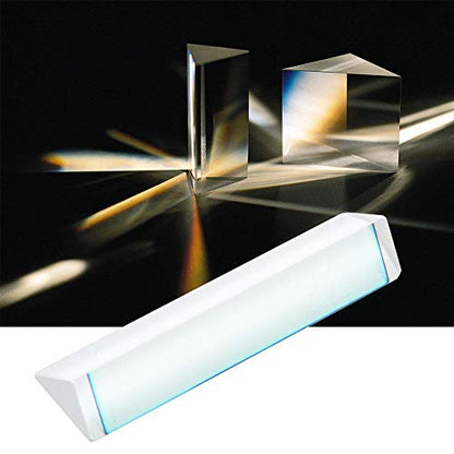 Optical Glass Triangular Prism K9 Crystal Rainbow Maker for Physics Education, Light Spectrum, Photo Photography, Decoration, Teaching Tool Gift (15x15x87mm)