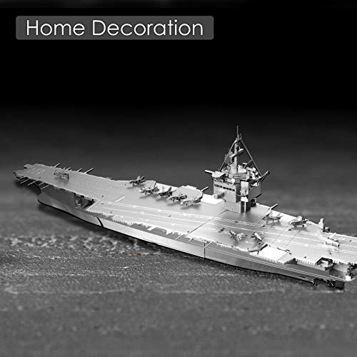 Piececool 3D Metal Puzzles for Adults, USS Enterprise CVN-65 Battleship Model Building Kits, DIY 3D Metal Puzzle Aircraft Carrier Toy for Adults, Great Gifts Idea, 130 Pcs - color: USS Enterprise
