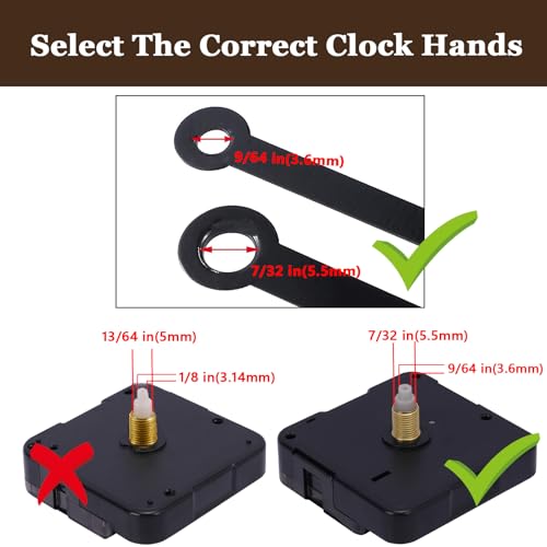 Clock Mechanism Replacement, Silent Sweep Clock Movement, 0.65" Shaft - size: Total shaft length:0.65 inch(16.5mm)
