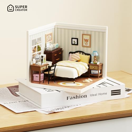 Super Creator-Mini Blocks Model Building Set for Adults, Miniature Plastic House Kit Super Store-Building Blocks Toys, DIY Crafts/Hobbies for Adults (Sweet Dream Bedroom) - style: Modern/Minimalist