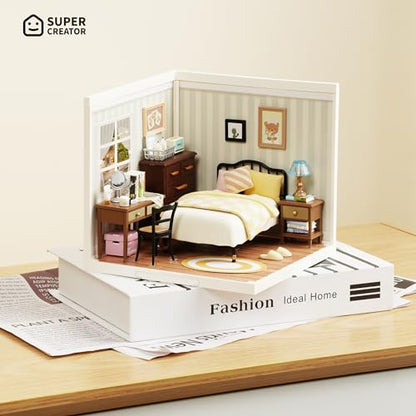 Super Creator-Mini Blocks Model Building Set for Adults, Miniature Plastic House Kit Super Store-Building Blocks Toys, DIY Crafts/Hobbies for Adults (Sweet Dream Bedroom) - style: Modern/Minimalist