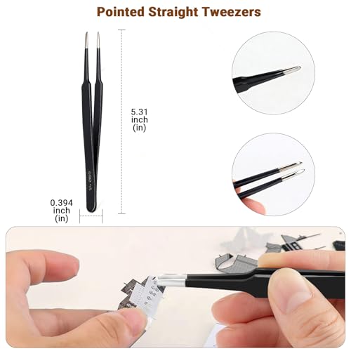 DIY Model Tools Kit 6Pcs Hobby Building Tools kit Plier Sets with Needle-Nose Pliers,Wire Cutters/side pliers,adhesive,3 tweezers for Model Building Repairing and Fixing DIY Craft Kit with Plastic Box