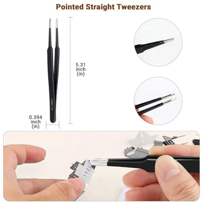 DIY Model Tools Kit 6Pcs Hobby Building Tools kit Plier Sets with Needle-Nose Pliers,Wire Cutters/side pliers,adhesive,3 tweezers for Model Building Repairing and Fixing DIY Craft Kit with Plastic Box