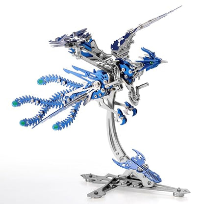 3D Metal Puzzles for Adults, Mechanical Phoenix Bird Model Kit - color: Phoenix-blue