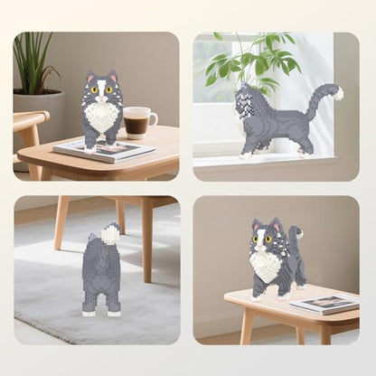 Larcele 1834 Pcs Maine Coon Cat Pet Micro Blocks Toy for Kids 8+ KLJM-05 - style: Maine Coon Cat