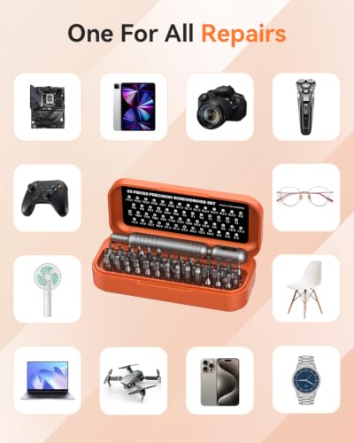 LIFEGOO 55-in-1 Precision Screwdriver Set Mini Magnetic Repair Tool Kit - color: Orange, size: 55 in 1