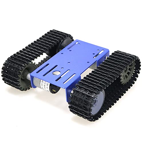 Premium Intelligent 2WD Tank Robot Chassis Platform with 2PCS DC Motors & Plastic Track, RC STEAM Science Kit Compatible with PS2, WiFi, Bluetooth for School Scientific Education, Robotic Competition - color: Blue