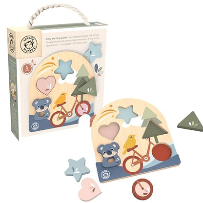 SPEEDY MONKEY Wooden Early Learning Puzzle | 4-Piece Shape Sorter Playset - color: Early Learning Puzzle