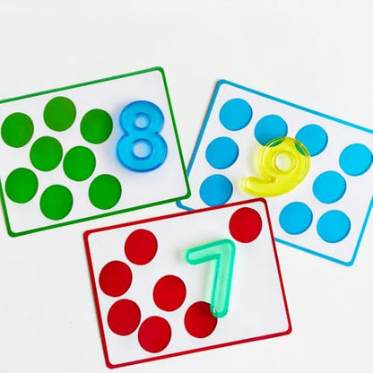 Math Task Boxes Set of 5 Math Manipulatives Themes 230+ Pieces of Number Rods, Base Ten Blocks, Ten Frame Disc Counters, Place Value Blocks, 0-9 Numbers, 3D Shapes, Activity Cards (Numbers) - color: Numbers