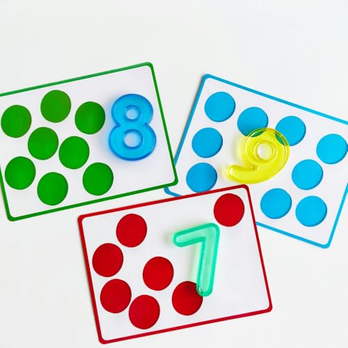 Math Task Boxes Set of 5 Math Manipulatives Themes 230+ Pieces of Number Rods, Base Ten Blocks, Ten Frame Disc Counters, Place Value Blocks, 0-9 Numbers, 3D Shapes, Activity Cards (Numbers) - color: Numbers