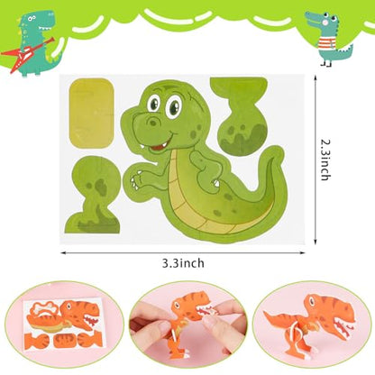 KIMOBER 25Pcs Educational 3D Cartoon Puzzle,3D Dinosaur Puzzle for Kids DIY Cartoon Dinosaur Animal Learning Jigsaw Toys for Kids - size: 25 pieces