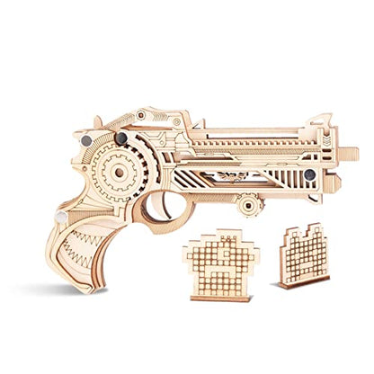 3D Wooden Puzzles for Adults Gun Rubber Bands Gun Toy DIY Building Model Kits Assembly Puzzle Gifts for Teens