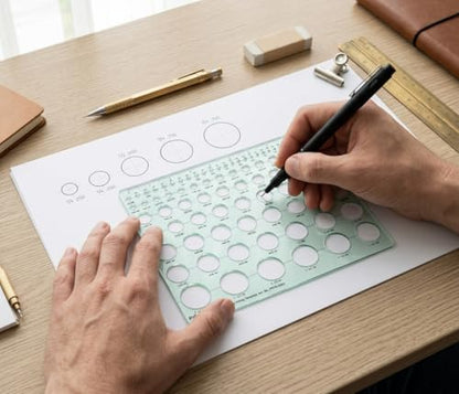 Printtoo Small Circles Inking Template Stencil 25.5 x 20.3 cm, 2 mm Acrylic Geometric Drafting Drawing Ruler for Circle Design, Technical Drawing, Art, Architecture, Engineering Use - color: Series-PRTD-2103