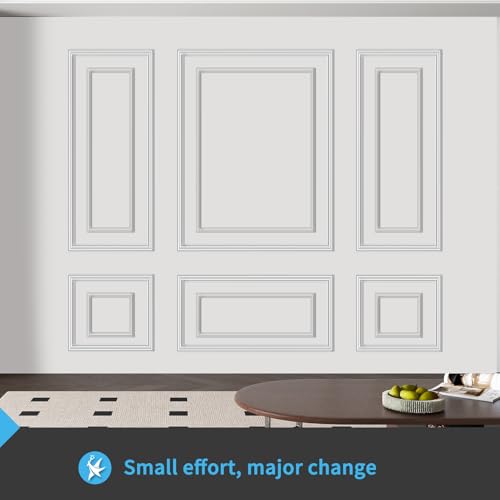 Art3d Premade Bilinear Frame Wainscoting Molding Set, 6 Separate Frame - color: Separate Bilinear Frame White