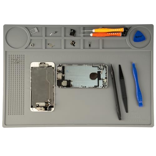 Kaisi KS-102 Repair Work Mat,Heat Resistant 932°F Silicone Soldering Mat - color: Grey, size: 15.75'' x 11''