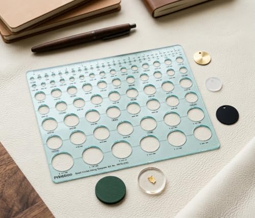 Printtoo Small Circles Inking Template Stencil 25.5 x 20.3 cm, 2 mm Acrylic Geometric Drafting Drawing Ruler for Circle Design, Technical Drawing, Art, Architecture, Engineering Use - color: Series-PRTD-2103