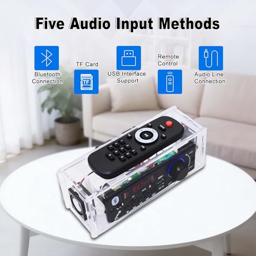 DIY Bluetooth-Compatible Speaker Kit with FM Radio Recording Function USB Mini Home Sound Stereo Amplifier TF/AUX/MIC Support Remote Control STEM Electronic Projects for Home and School Education LB - size: JX-BT-FM-Lithium battery+charging cable