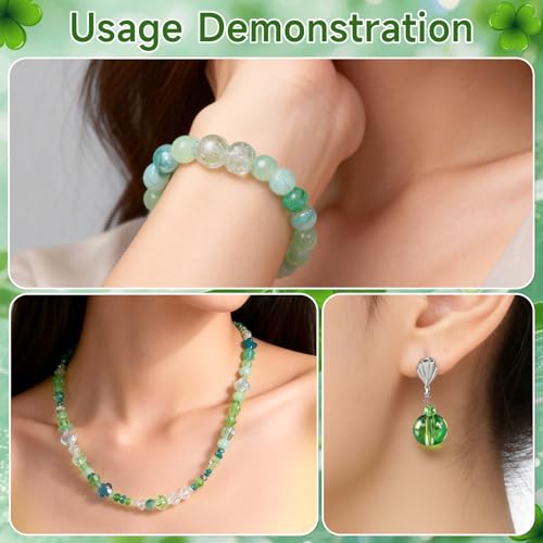 Green Glass Beads Bulk for Jewelry Making, Beaded Plant, Craft Crystal Bead - color: Green, size: 636pcs