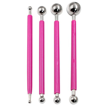 Cake Decorating Metal Ball, Red, Set of 4 - color: Red