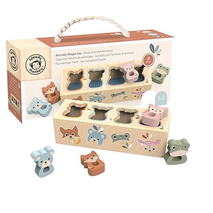 SPEEDY MONKEY Wooden Animal Shape Box | Kids Shape Sorter Toy Pretend Play - color: Shape Box
