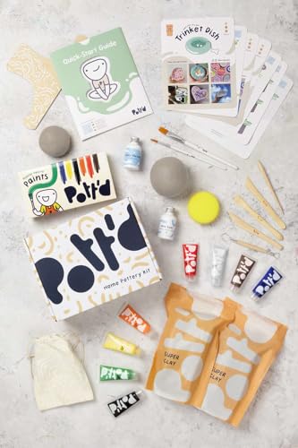Pott'd Pottery Kit, Air Dry Clay Kit for Adults & Beginners - style: Regular Paints