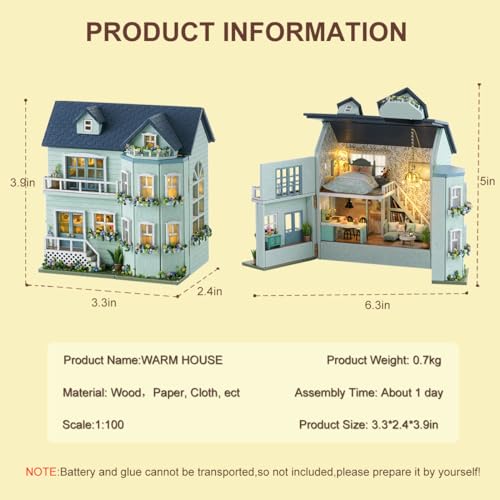 CUTEROOM DIY Miniature House Kit Wooden Craft Gift for Adult-Warm Manor