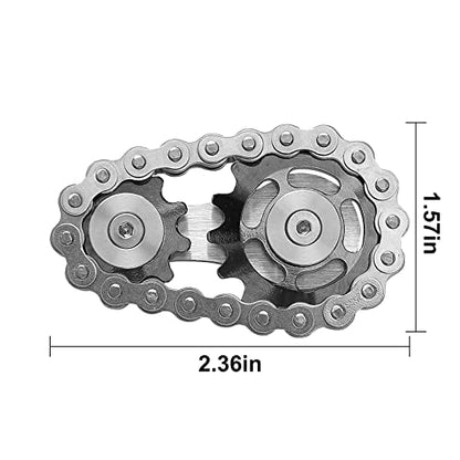 Bike Chain Gear Fidget Spinner Metal Sprocket Chain Fidget Toy, Grey - color: Gun-metal Plating Sprockets