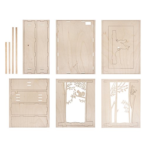 Rayher Shadow Box Building Kit with 3D Forest Scenery, DIY Wood Craft Set, 15 slot-together Pieces, 20x30x6.6cm - style: Forest