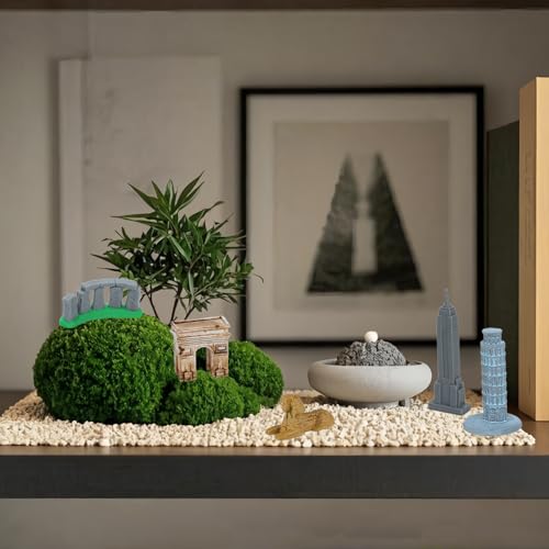 ONEST 12 Pieces Mini World Building Model Playsets Famous Architecture Figurines - style: B Set