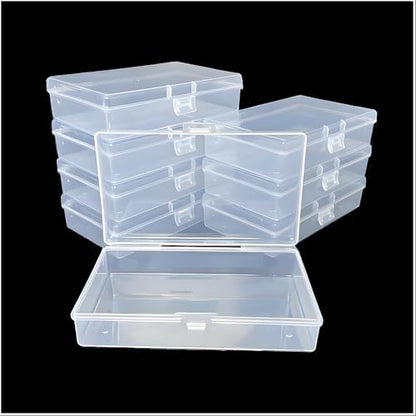 8 Pcs Plastic, Mini Clear Bead Storage Boxes with Hinged Lid and Rectangular Clear Craft Storage Boxes, Jewelry and Organizer,Nail Tool Box,Circuit board storage(8, 5.3" x 3.1" x 1.2") - size: 8 Pieces Same Size