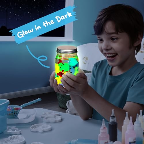 Klever Kits Glow-in-The-Dark Water Gel Kit, Magic Fairy Water Pets Toy Kit with 10 Gels(7 Glow-in-The-Dark Gels), 12 Molds, Preserving Bottle, DIY Squishy Maker Craft Kits, Arts and Crafts for Kids - style: Glow-in-the-dark